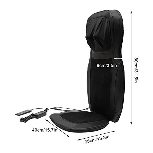 Zoobotanica Cojín de masaje Shiatsu con calor y vibración, cojín de masaje para espalda, glúteos y cuello, 3 intensidades, masajeador de espalda para casa, oficina, coche (negro)