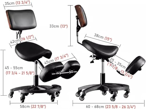 Silla ergonómica con altura ajustable, respaldo y reposapiés, ideal para masajes, spa y clínicas dentales, diseño rodante