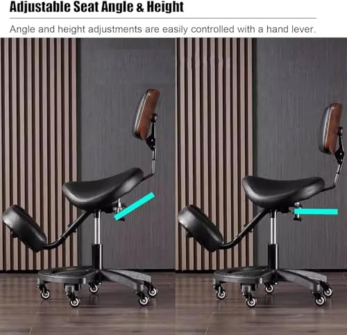 Silla ergonómica con altura ajustable, respaldo y reposapiés, ideal para masajes, spa y clínicas dentales, diseño rodante