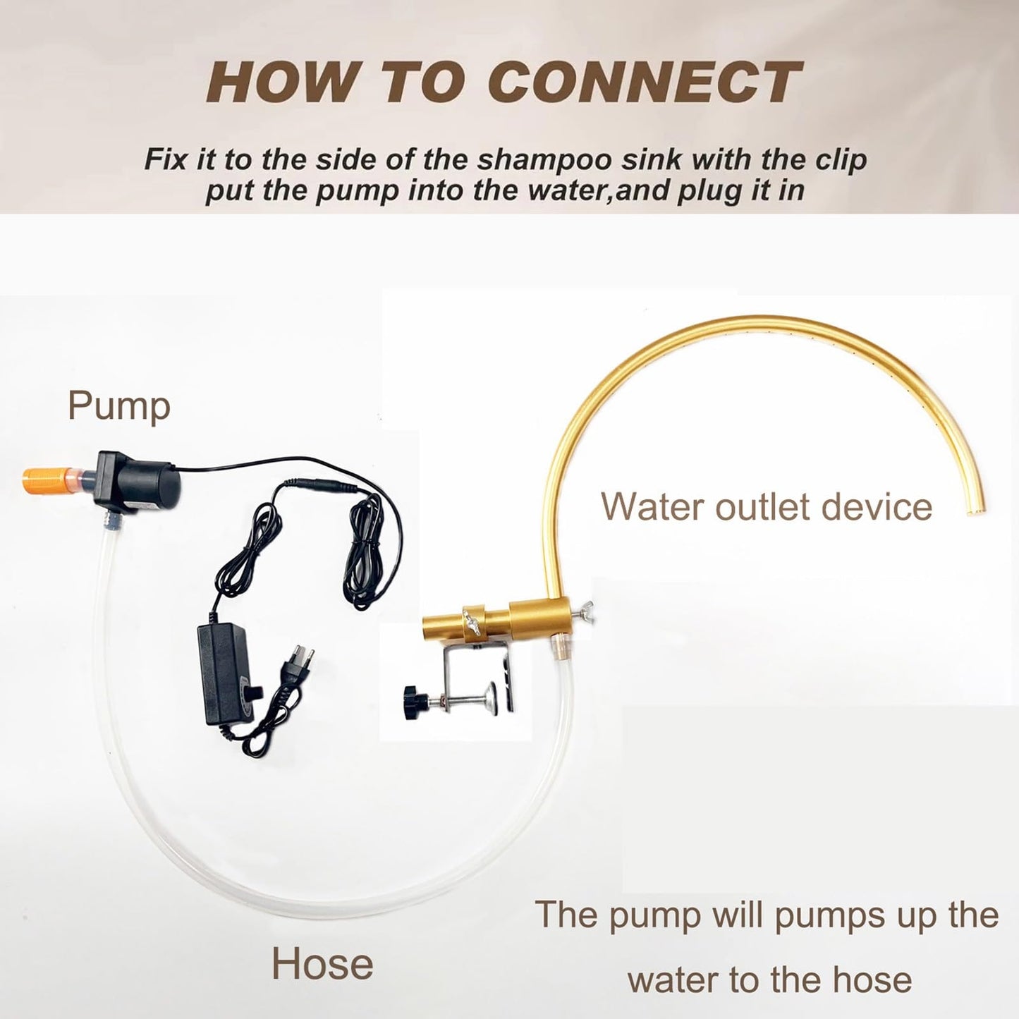 Accesorio for el Cuidado de la Cabeza, champú, masajeador de Cuero cabelludo, Salida de Agua, Lavabo, Soporte Ajustable a 180° con Bomba de Agua y fijación metálica for peluquerías y Uso doméstico.