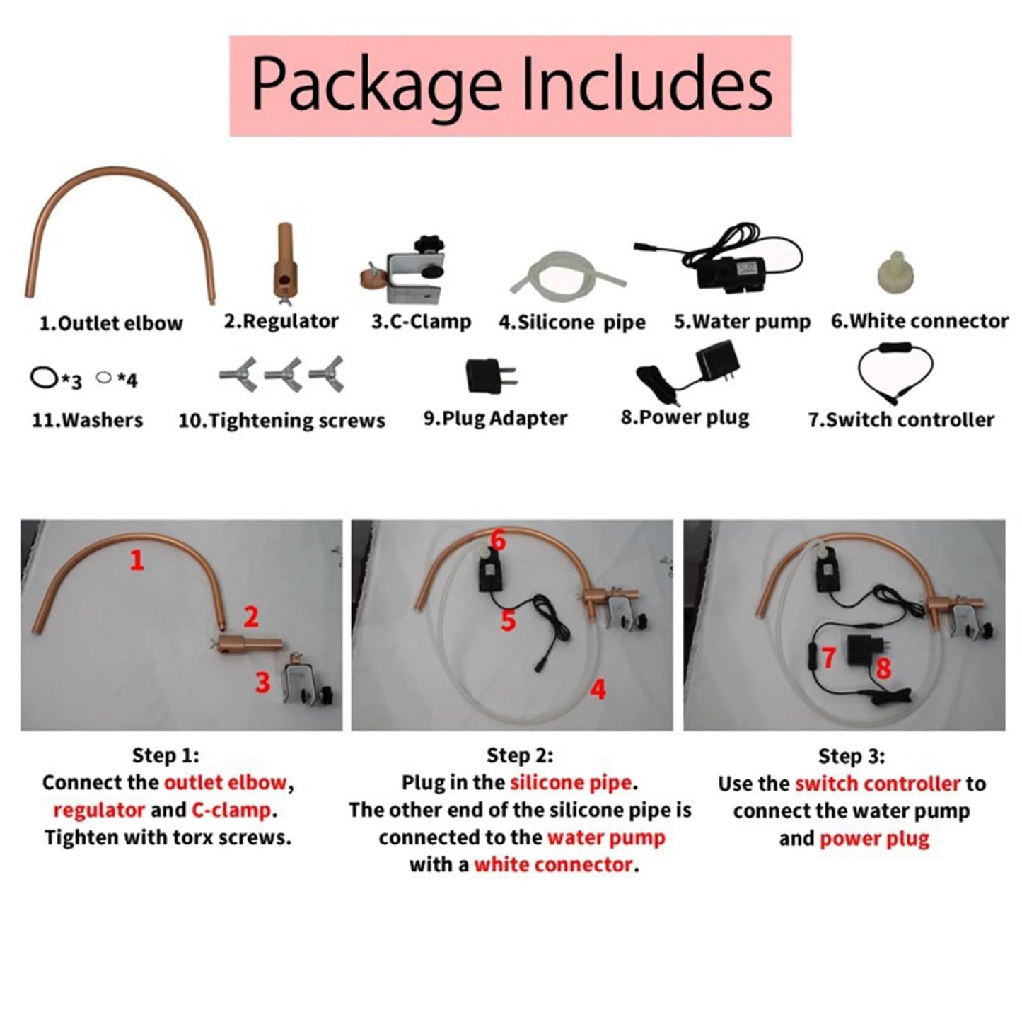 Accesorio for el Cuidado de la Cabeza, champú, masajeador de Cuero cabelludo, Salida de Agua, Lavabo, Soporte Ajustable a 180° con Bomba de Agua y fijación metálica for peluquerías y Uso doméstico.