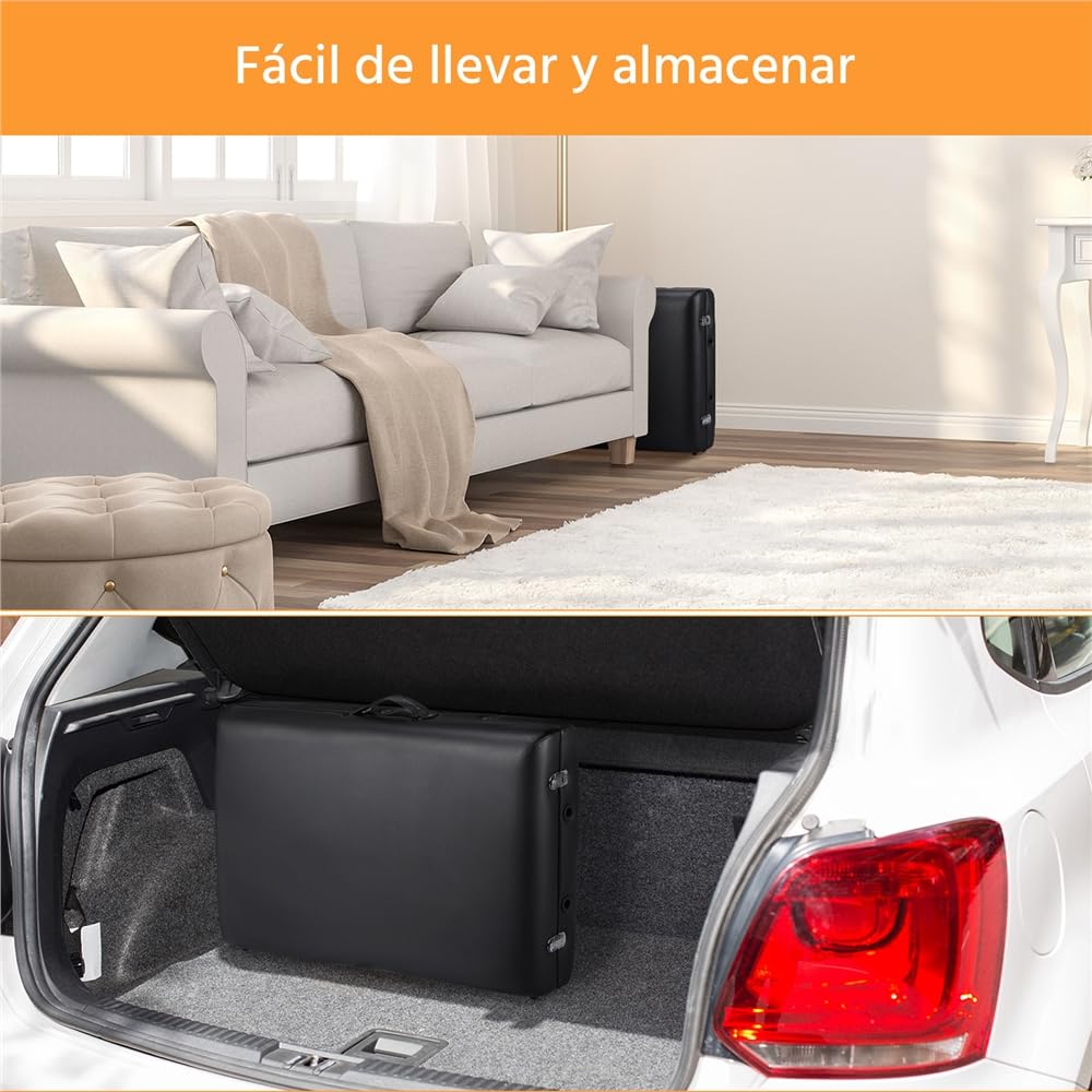 Yaheetech Camilla Masaje Plegable de 3 Zonas Camilla Estetica Portátil Profesional de de 92 cm de Ancho Altura Ajustale con Bolsa de Transporte Negro