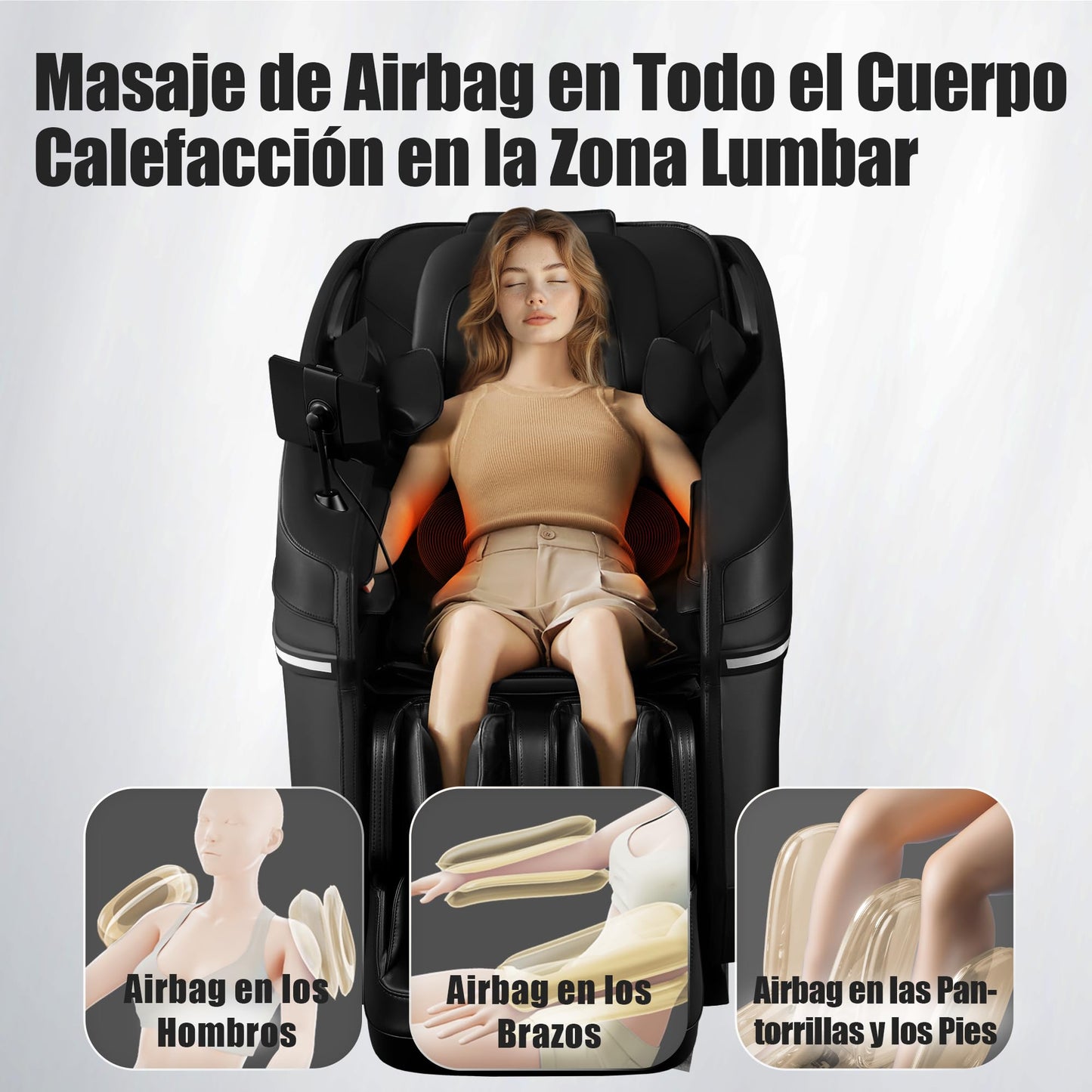 Sillón de Masaje Eléctrico ROTAI A39 – Shiatsu 3D, Calor Lumbar, Gravedad Cero, Negro