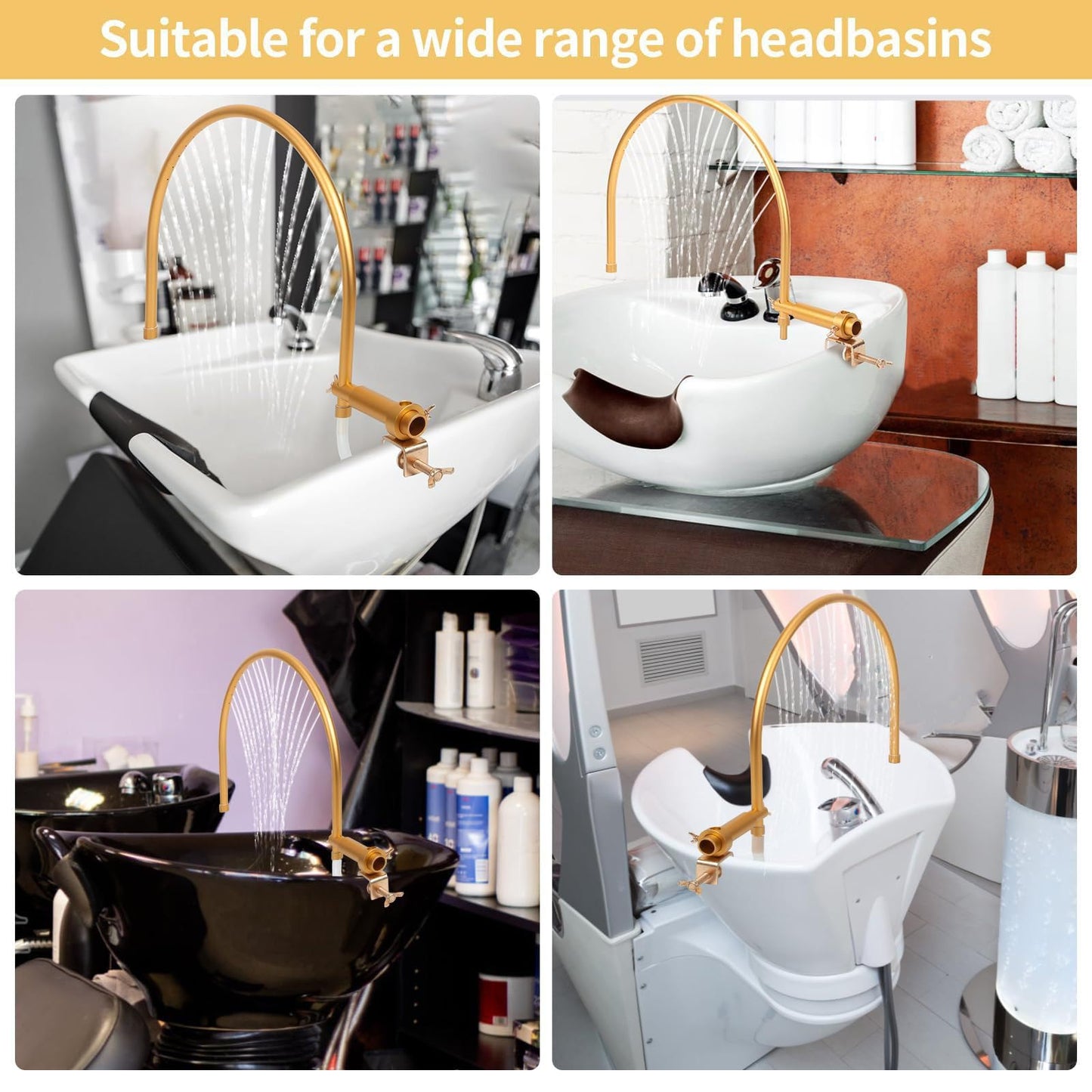 Accesorio for el Cuidado de la Cabeza, champú, masajeador de Cuero cabelludo, Salida de Agua, Lavabo, Soporte Ajustable a 180° con Bomba de Agua y fijación metálica for peluquerías y Uso doméstico.