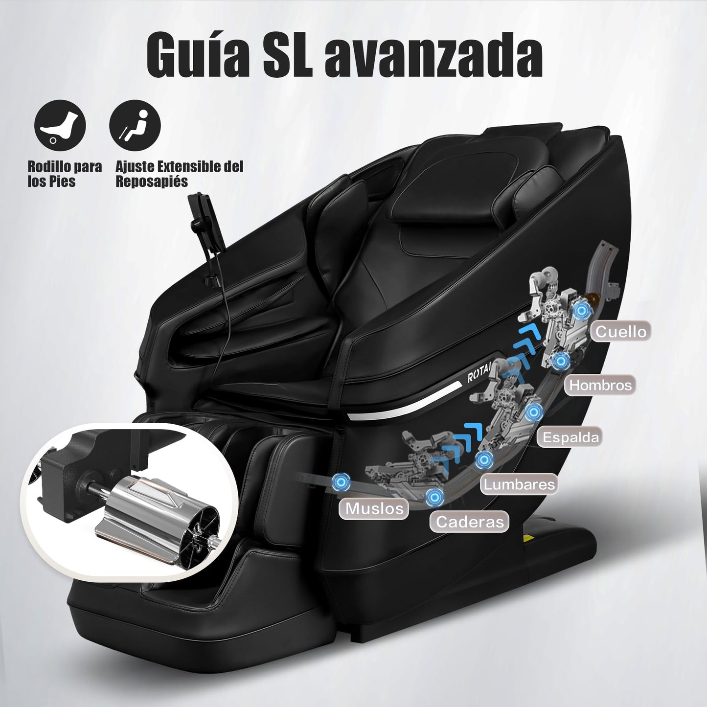 Sillón de Masaje Eléctrico ROTAI A39 – Shiatsu 3D, Calor Lumbar, Gravedad Cero, Negro