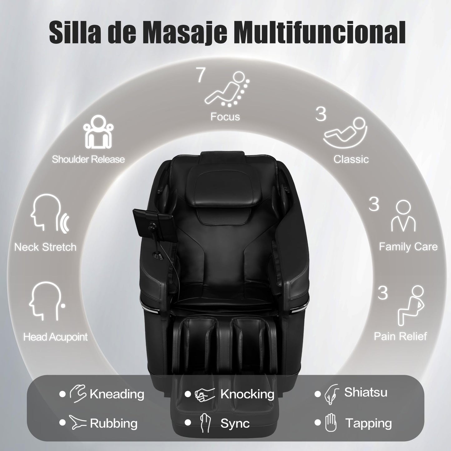 Sillón de Masaje Eléctrico ROTAI A39 – Shiatsu 3D, Calor Lumbar, Gravedad Cero, Negro