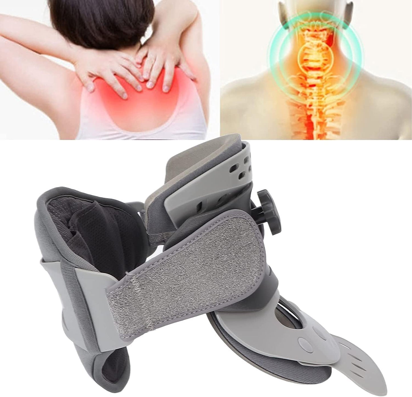 Collarín Dispositivo de tracción for el cuello Cuello cervical con calor ajustable Soporte for el cuello Estiramiento cervical Dispositivos de tracción cervical for el alivio del dolor de cuello rígid