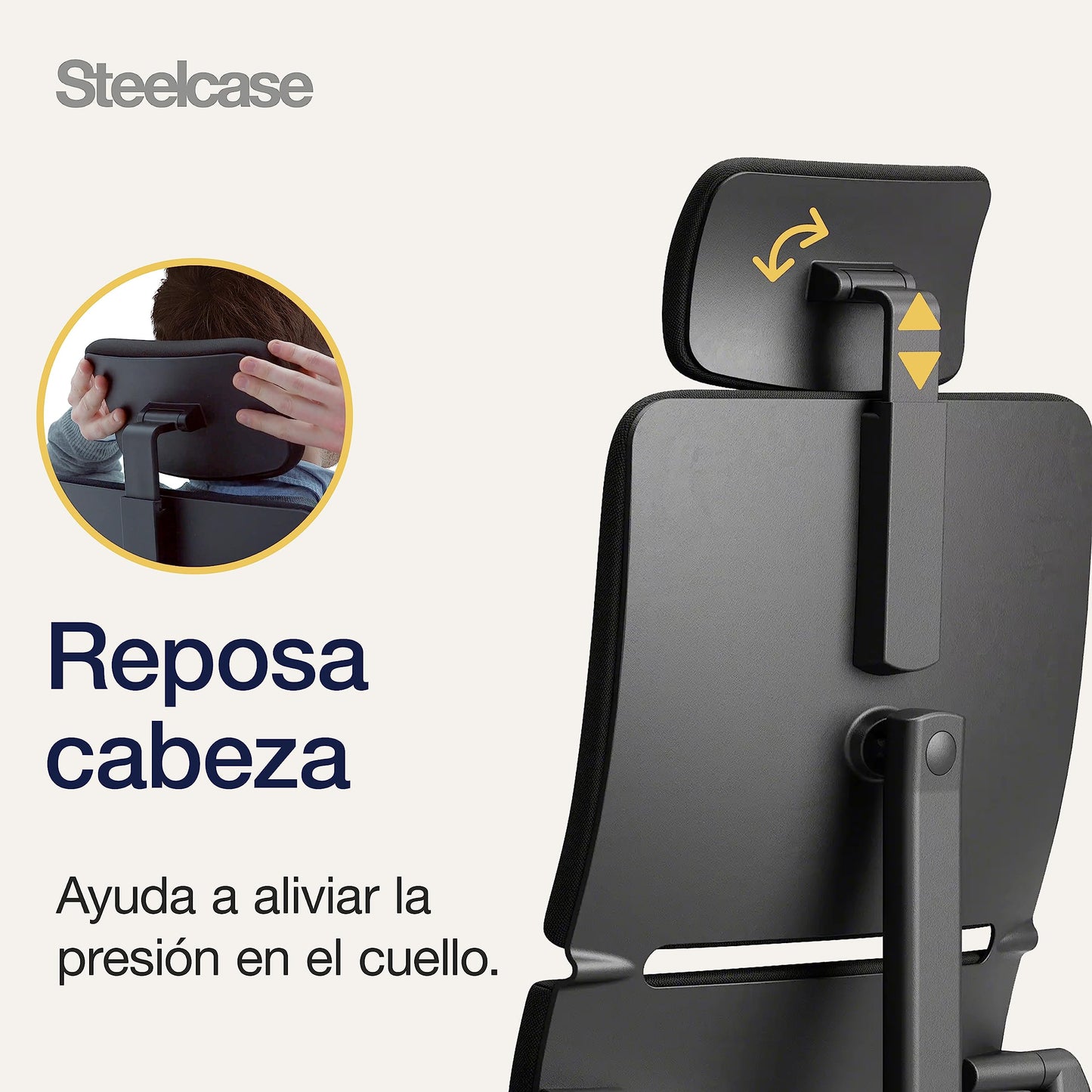 Steelcase Please, silla de oficina ergonómica con respaldo alto regulable en altura, brazos regulables y reposa cabeza regulable Ónix