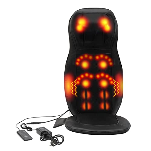 Zoobotanica Cojín de masaje Shiatsu con calor y vibración, cojín de masaje para espalda, glúteos y cuello, 3 intensidades, masajeador de espalda para casa, oficina, coche (negro)