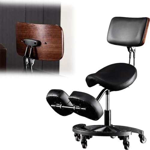 Silla ergonómica con altura ajustable, respaldo y reposapiés, ideal para masajes, spa y clínicas dentales, diseño rodante