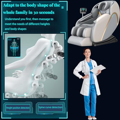 Silla de masaje reclinable de cuerpo completo con gravedad cero con bolsa de aire, pista SL, rodillos de pie, pantalla táctil, modos automáticos para trabajadores de oficina