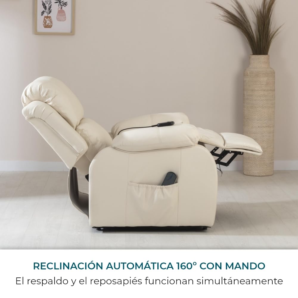 Sillón Relax Eléctrico Levanta Personas ZZ Don Descanso Trevi – Masaje 4 Zonas, Calor Lumbar, Beige