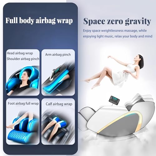 Silla de masaje reclinable de cuerpo completo con gravedad cero con bolsa de aire, pista SL, rodillos de pie, pantalla táctil, modos automáticos para trabajadores de oficina