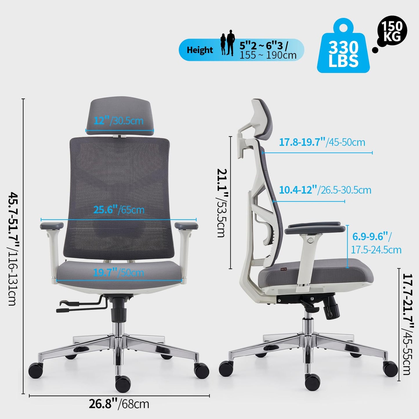HOLLUDLE Silla de Oficina Ergonómica con Respaldo Adaptativo, Mesa y Silla de Escritorio de Alto Respaldo con Reposabrazos 4D, Profundidad de Asiento Ajustable, Soporte Lumbar y Reposacabezas 2D
