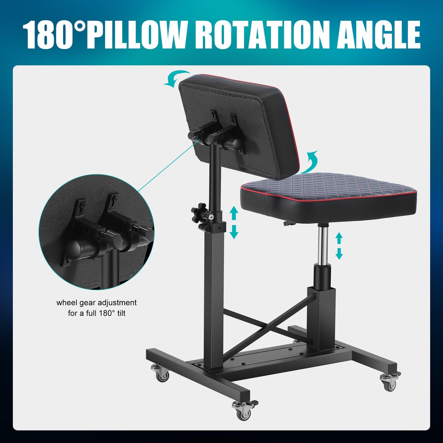 POARMEEY Silla de tatuaje para cliente con reposabrazos, silla de artista de tatuaje, soporte con ruedas, altura ajustable por dispositivo hidráulico